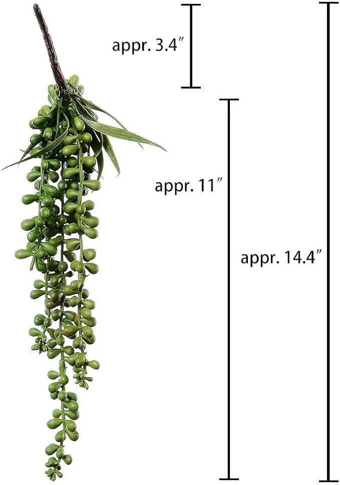 4 pcs Artificial Hanging Succulents Faux Burro's Tail Picks Trailing String of Pearls Succulent Fake Greenery Sprays 13.4" L for Basket Planter Centerpiece Floral Arrangement Indoor Outdoor Decor