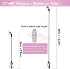 RESTMO 36”-60” Metal Watering Wand, Long Telescopic Tube | 180° Adjustable Ratcheting Head | 7 Spray Patterns | Flow Control, Perfect Garden Hose Sprayer to Water Hanging Baskets, Shrubs, Pink
