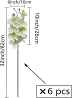 FagusHome 32 Inch Artificial Phalaenopsis Flowers 6 Pcs Artificial Orchid Flowers Stem Plants for Home Décor (Light Green), FH1000143