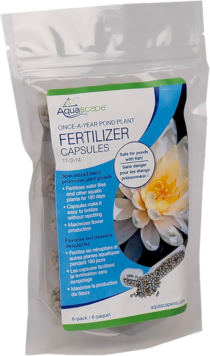 Aquascape Once-A-Year Pond Plant Fertilizer Capsules, 6-Pack, Easy Annual Feeding for Aquatic Plants, Safe for Fish, 89010