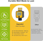 FANHAO Water Flow Meter with Brass Inlet Metal Thread, Measure Gallon/Liter Consumption and Flow Rate, High Accuracy & IPX6 Waterproof for Outdoor Garden Hose Watering, RV Water Tank Filling