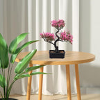Artificial Bonsai Tree, Fake Potted Bonsai Plants Decoration, Simulation Faux Plants Decor, Desktop Realistic Welcoming Pine Ornament for Home Office Entryway Chests Decor, Pink