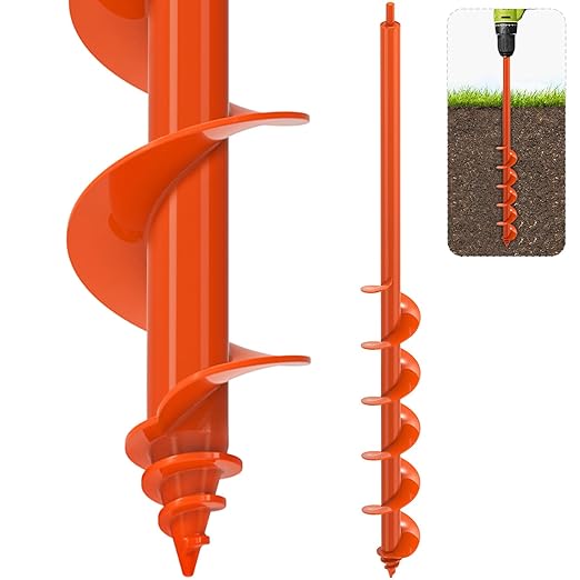 SELEWARE Auger Drill Bit for Planting - 3"x 32" Heavy-Duty Garden Auger Drill Bit, Fits 3/8" Hex Drive Drill - Bulb Planter Tool, Auger Post Hole Digger for Bulbs, Flowers, Fence Posts