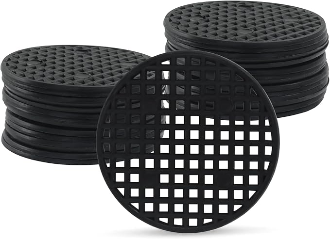 50 Pcs 2.1" Plant Pot Mesh Round Hole Cover, 55mm Black Plant Pot Drainage Mesh Discs Bottom Liners for Bonsai/Flower Pots, Soil Retention Grid Mats