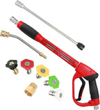 Upgraded Pressure Washer Gun with Extension Replacement Wand, M22 Fitting,7 Inch 30 Degree Curved Rod, 5 Nozzle Tips, 5000 PSI, 47 Inch