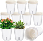 Ziliny 10 Pcs 3.74 Inch Self Watering Pots Self Watering Planters for Indoor Planters Plastic Garden Flower Pots with Level Indicator Vents for Herbs