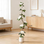 Rubber Tree 4.6 FT Artificial Magnolia Tree in Planter Pot, Faux Plants Indoor Faux Floor Plant Artificial Plants with 7 Pcs Calla Lily Flowers for Home Office Living Room Decor Indoor