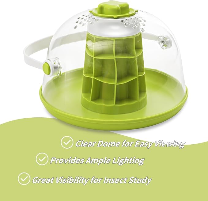 Snail Terrariums Breeding Box, Plastic Round Snail Habitat, Clear Feeding Box with Air Vents & Removable Base, Small Insect Feeding Bin for Beetles Spiders Ladybugs, Starter Terrarium Kit
