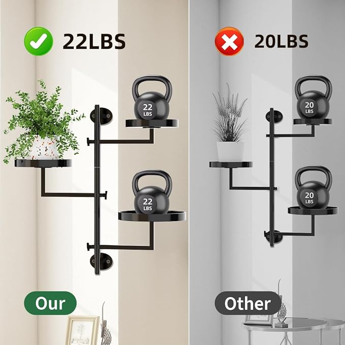 Rotating Window Plant Shelf Wall Plant Shelf Indoor Metal Plant Stand Window Shelves for Plants 3 Tier Plant Stand Wall Plant Holder Wall Planters for Indoor Plants, Outdoor Plant Stands for Patio, Black
