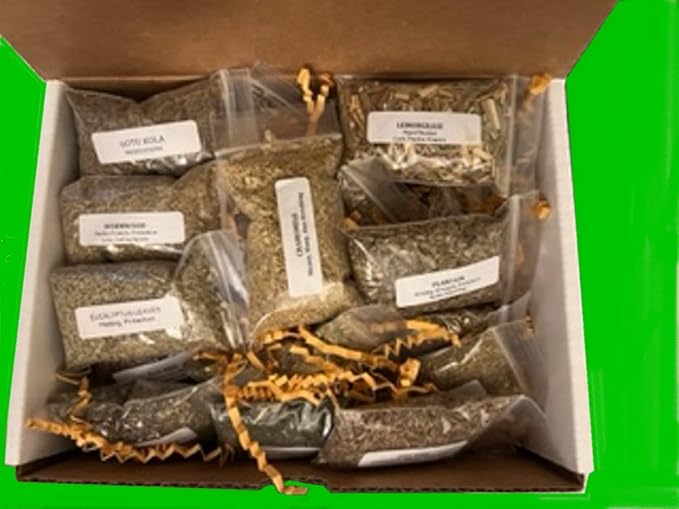 20 Herb Wiccan Apothecary Kit - Witchcraft, Wiccan, Pagan Herb Starter Kit - 40mm Roll of Easy Light Charcoal - Shipped in Sturdy Cardboard Storage Box (9"x6"x3")