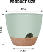 YNNICO 12 inch Large Self Watering Plant Pots, Flower Pots Planters with Multi Mesh Drainage Holes for Indoor Outdoor Garden Plants and Flowers