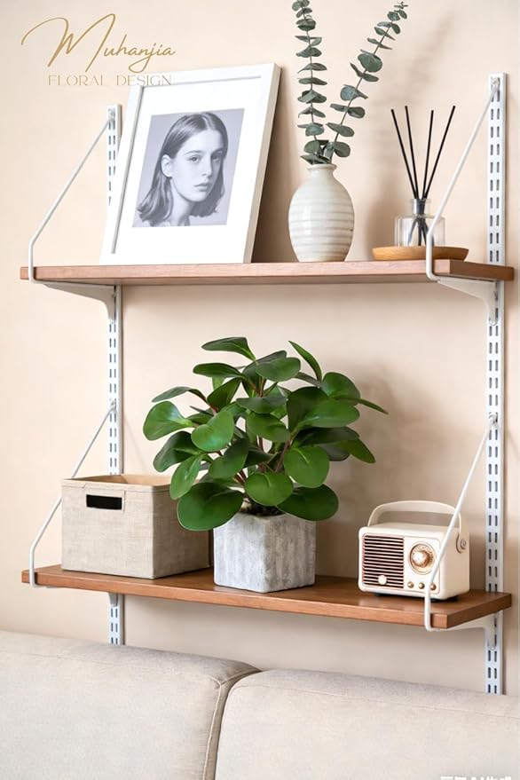 Muhanjia Artificial Potted Plant, Lifelike Faux Greenery in Decorative Cement-Look Square Pot for Indoor Home Decor Centerpieces (Peperomia)