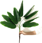 Artificial Bird of Paradise Plant, Faux Palm Plants with Real Touch Leaves Fake Banana Tree Plastic Stems for Home Room Greenery Decor Office Indoor Outdoor Garden Wedding Party DIY Decorations 2 Pack