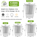 2 Pack Self Watering Pots for Plants, 8.4" Self Watering Planters Large African Violet Self Watering Clear Pots for Plants Large Herb Orchid Flower Houseplant Pots, Light Grey