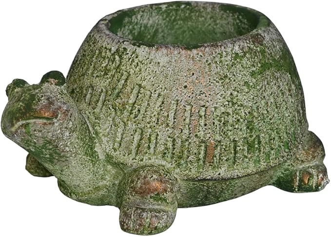 Vintage Cement Animal Planter Pots,Cement Succulent Planter,Indoor & Outdoor Garden Decor Rustic Shabby Flower Plants for Home,Patio,Balcony(Green Turtle)