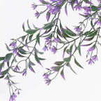 PASYOU Artificial Ivy, Hanging Vine Plastic Plants Grass Leaves Foliage Vines, UV Resistant Greenery Fake Flowers for Home Indoor Outdoor Garden Door Wall Wedding Party DIY Decoration - Purple 2 Pack