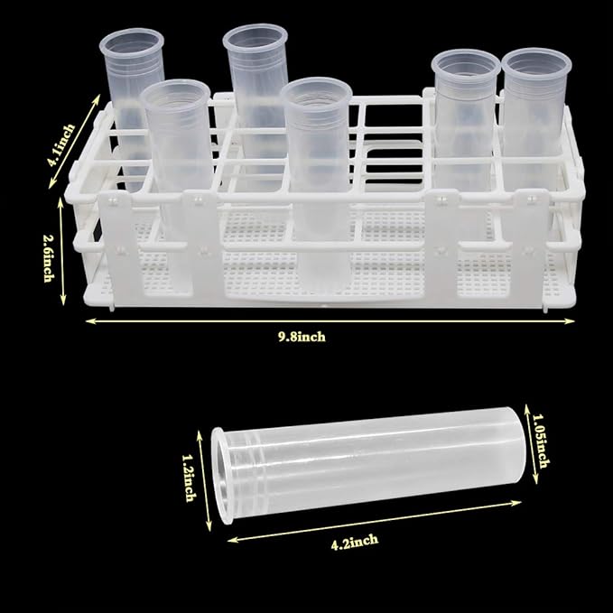 Tirifer 21 Pack 60ml Large Floral Tubes with Rack Holder for Milkweed Cuttings, Raising Caterpillars, Monarchs, Butterflies, Flower Arrangements