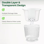 T4U 4.8 Inch Self Watering Plant Pot, 4 Pack Self Watering Pots, Self Watering Planter with Reservoir, Small Self Watering Pots for Indoor Plants, African Violets (4 Pack, 4.8", Clear)