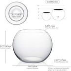 WGV Bowl Glass Vase Bulk, Diameter 8", Height 6", Open Width 5", (Multiple Sizes Choices) Clear Bubble Planter Terrarium Fish Bowl for Wedding Event Home Decor, 6 Pieces (VBW0008A)
