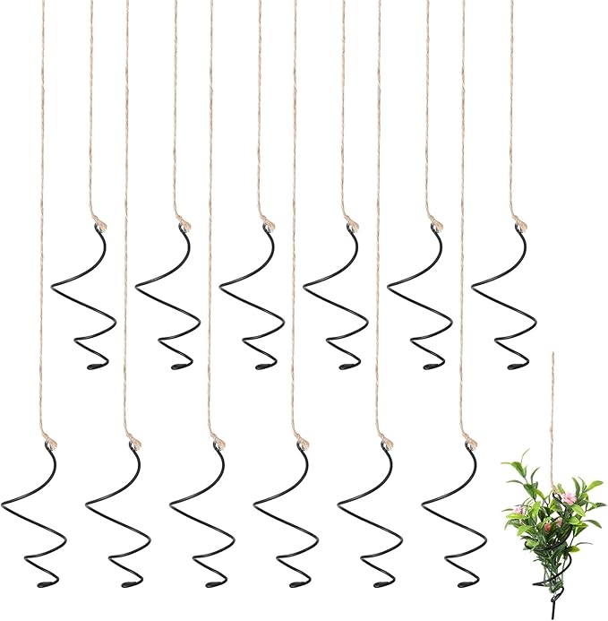 TIESOME 12 Set Pack Hanging Air Plant Holders, Adjustable Rust-Resistant Air Plant Hanger with Jute Ropes Spiral Hanging Plant Display for Tillandsia Succulents Home Office Decor