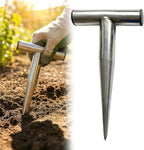 Stainless Steel Plant Hole Digger, Handheld Garden Dibber, Seed Planter Tool for Sowing, Fertilizing, Transplanting, Bulb,Vegetable Seed Planting, Pointed Garden Loosening Tool (1, L)