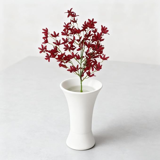 Artificial Orchid Flower Single Branch Dancing Oncidium Silk Material Lifelike Arrangement 74CM Tall For Wedding Home Office Living Room Decor(burgundy)