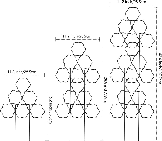 ZOUTOG 9 Pack Trellis for Climbing Plants Outdoor 15 Inch,Rustproof Metal Garden Trellis for Potted Plants,Sturdy Houseplant Support Indoor Outdoor for Ivy Pothos Monstera Hoya Flower Vine (Flower)