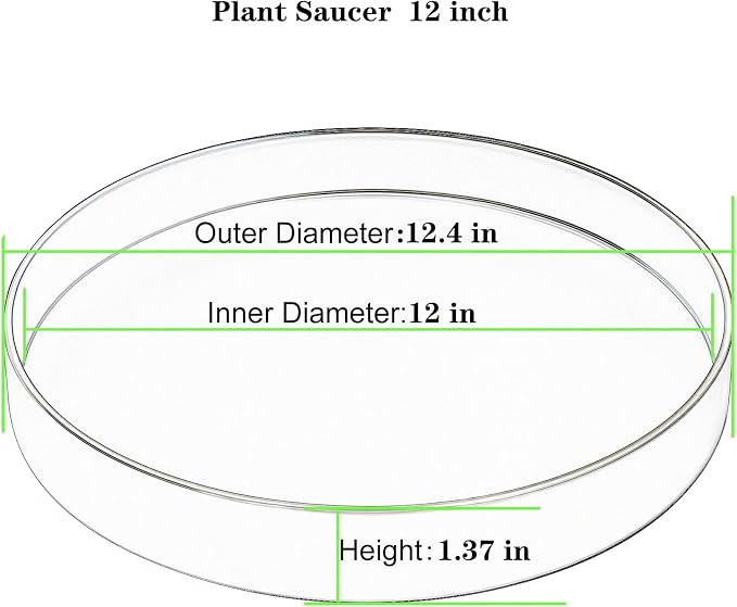 1 Pack 12 inch Plant Saucer Drip Tray, Heavy Sturdy Plastic Planter Flower Pot Drainage Tray Plate Saucers for Indoor Outdoor Garden, Plant Water Drip Trays for pots Base (12", Black)