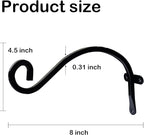 Hourleey 4 Pack Plant Hanger Outdoor, 8 Inch Heavy-Duty Hanging Plant Hook for Outside Basket, Black Metal Wall Mount Plant Bracket Hook for Flower Baskets Bird Feeder