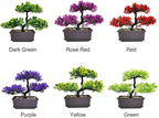 Bonsai Tree, Artificial Plants, Artificial Bonsai Tree Juniper Faux Plants, Indoor Small Fake Plants Decor for Home Bedroom Office Desk Farmhouse Decor(Color:Red)