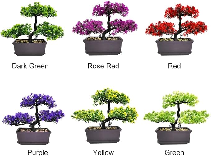 Bonsai Tree, Artificial Plants, Artificial Bonsai Tree Juniper Faux Plants, Indoor Small Fake Plants Decor for Home Bedroom Office Desk Farmhouse Decor(Color:Red)