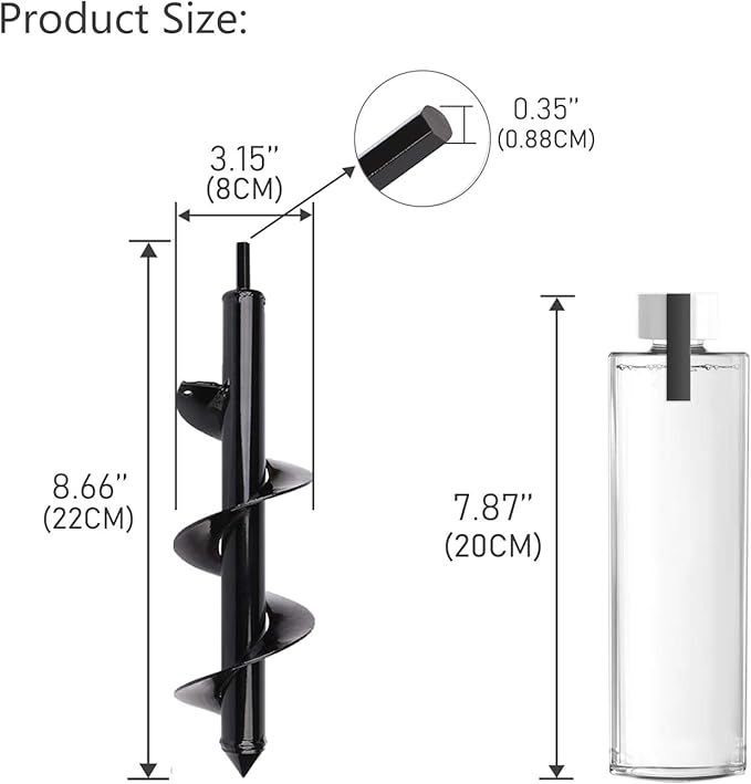 Bulb Planter Tool,Auger Drill Bit for Planting 3.15x8.66 Inch Suitable for 3/8”Hex Drive Drill