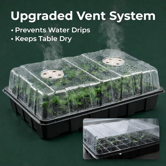 Gardzen 10-Set Garden Propagator Set, Seed Tray Kits with 400-Cell, Seed Starter Tray with Dome and Base 15" x 9" (40-Cell Per Tray)