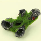 Gigicloud Resin Moss Tree House Fish Shrimp Hiding House Aquarium Fish Tank Decoration Accessories Artificial Resin Log Tree Branch with Moss Fish Tank Decoration