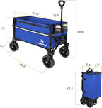 ROSONG Collapsible Wagon Cart with Wheels Foldable - Folding Utility Heavy Duty Wagons Carts for Grocery Sports Garden Shopping Camping Wheelbarrows (Blue, 120L)