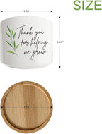 Thank You for Helping Me Grow Succulent Cactus Planter Pots with Bamboo Tray, Office Kitchen Home Windowsill Indoor Tabletop Decor, Gift for Friends Mom Teachers Plant Lovers
