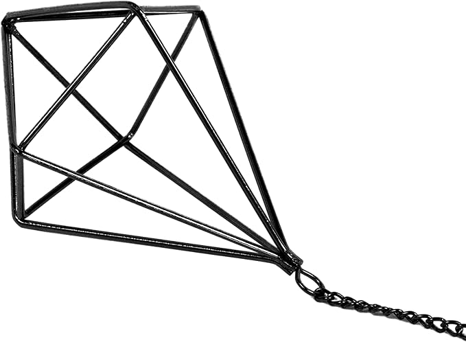 ZOOELAY Air Plants Hanging Holders Indoor Small Metal Airplants Rack Hanger Himmeli Geometric Planter Tillandsia Air Ferns Display with Chains 6 Pcs Black Diamond Shape …
