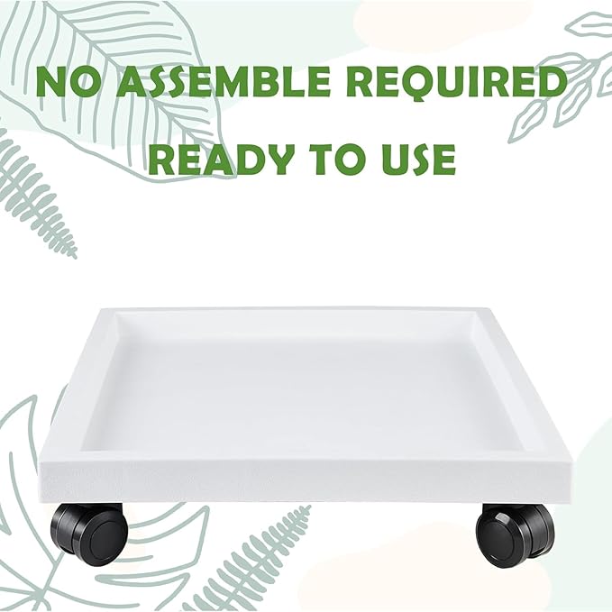 19.7 Inch Square Rolling Plant Caddy Saucer with Wheels, Heavy Duty Wheeled Planter Stand for Potted Plant, Coaster Roller Base Tray with Casters, Flower Pot Dolly Holder for Indoor Outdoor