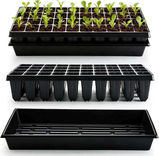 RooTrimmer 10 Pack 1020 Seed Starter Trays and 10 Pcs 40 Cell Plug Trays, Thick Durable Seedling Plastic Nursery Tray for TD542 1020 Tray Germination (10 Sets)