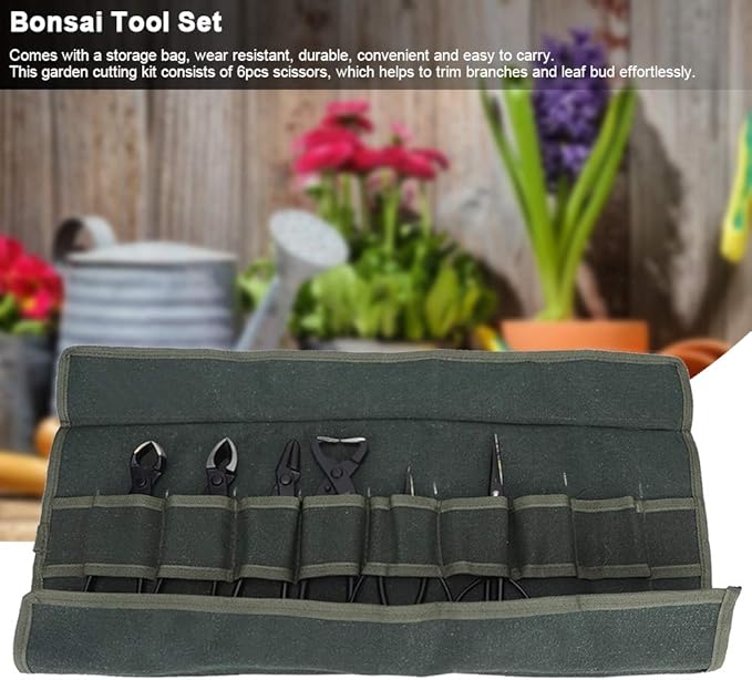 t Professional Bonsai, 6-Piece Set of Bonsai Pruning Tools + Bag Tool Kit 7 PCS Stainless Steel Bud Scissors Root Branching Wire Drawing Pliers Oblique Spherical Scissor Shear