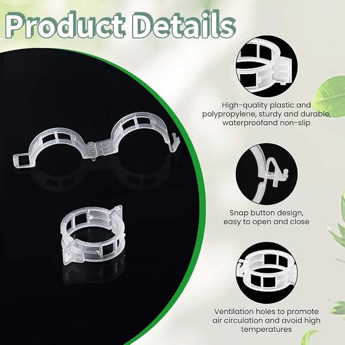 100pcs Plant Support Clips for Climbing Plants, Reusable Plastic Trellis Clips for Tomato, Grape Vine, Vegetables, Garden Fixing Clips (300, White)