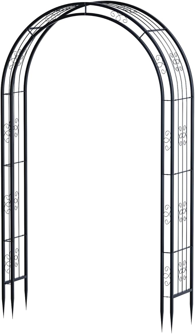 Arbuxzuy 88in Steel Garden Arch Arbor Trellis for Climbing Plants Outdoor,Yard,Garden,Climbing Plants 7ft Decorative Wire Lattice,Outdoor Wedding Arch(Black)