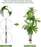 Artificial Dracaena Tree 6FT with White Planter - Faux Yucca Tree with Lifelike Trunk and Leaves in Pot for Home Office Living Room Decor