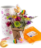 Pride Fresh Cut Live Flowers Arranged in a Takeout Container with Your Personal Message Tucked Inside a Fortune Cookie