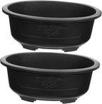 Angoily Bonsai Pots, 2PCS Bonsai Training Pot, 15 Inch Tree with Drainage Tray, Deep Oval Planter for Desktop, Garden, Balcony, Plastic Asian Tall Training