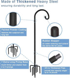 Artigarden 60 inch Outdoor Shepherd Hook with Upgraded 7 Prong Base (1 Pack), Adjustable Heavy Duty Garden Hanging Stake for Bird Feeder Solar Light Plant Hanger Wedding Decor, Matte Black