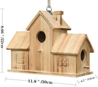 Bird Houses for Outside 3 Hole Bird House Room for 3 Bird Families Outdoor Bluebird Finch Cardinals Wooden Hanging Birdhouse for Garden