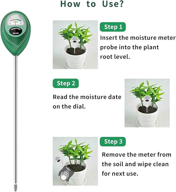 Soil Moisture Meter, 2 Pack Long Probe Soil Moisture Monitor for House Plants, Soil Hygrometer Moisture Sensor for Indoor & Outdoor, Garden, Farm, Lawn Plant Care, No Battery Needed(Green)