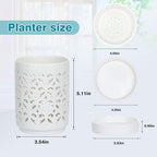 mwellewm Orchid Pot with Holes Ceramic Plant Pots Indoor Outdoor Flower Pots for Repotting with Drainage and Saucer 4 Inch Breathable Slotted Orchids Planter (White)