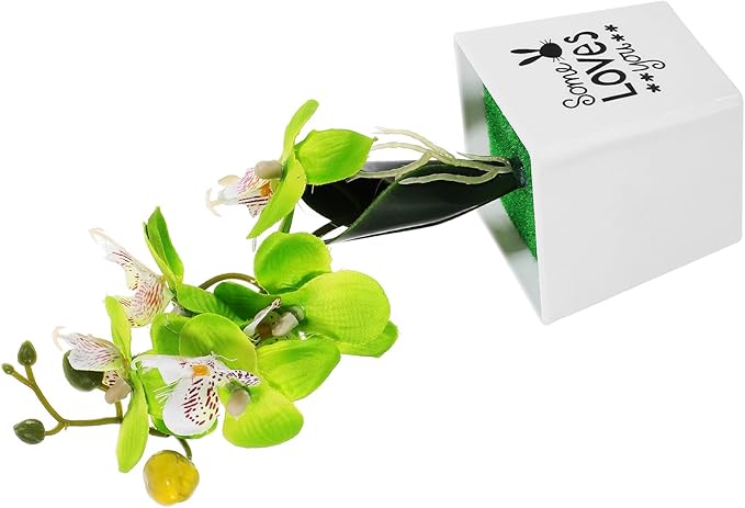 FOMIYES Artificial Moth Orchid Bonsai Plant, Desktop Faux Potted Flower with Green Plastic Leaves, Tabletop Simulated Orchid Decor for Home Office Living Room